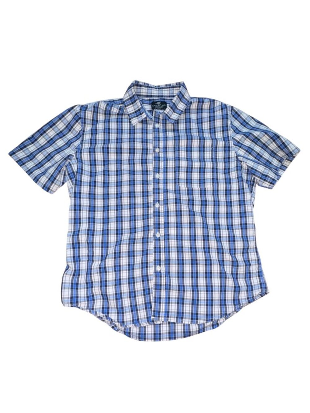 Knox & Lane Men's Slim Fit Short Sleeve Plaid Shirt-Blue/White-M-GUC